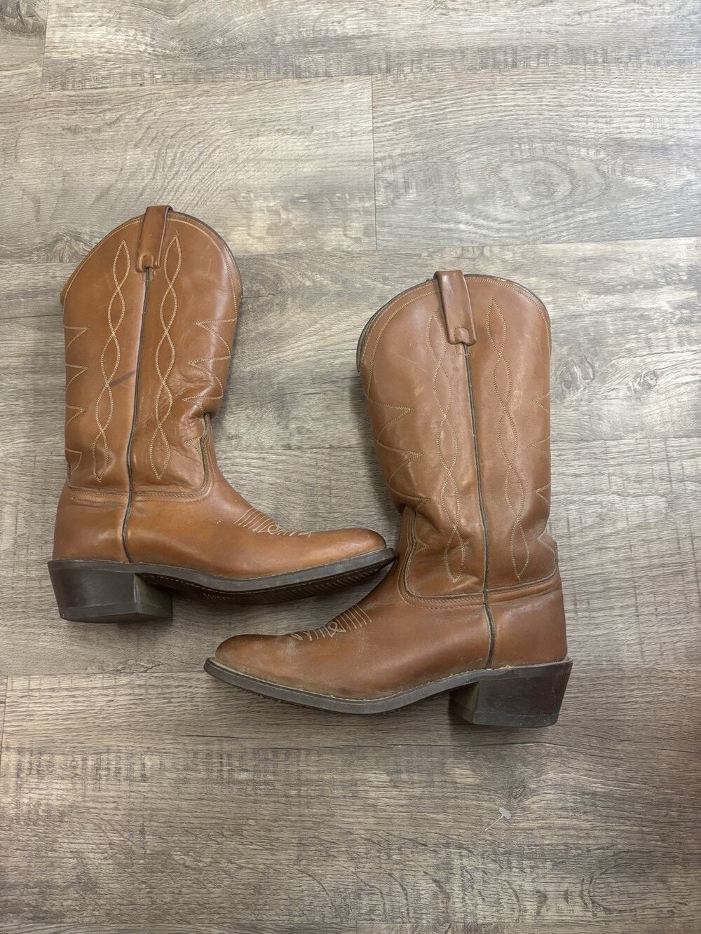 Vintage Acme Circle A Men's Brown Leather Cowboy Western Boots Size 8.5 D